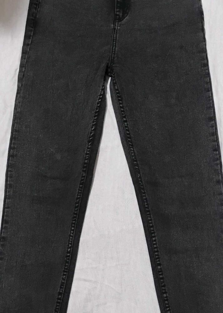 Straight Fit Denim In Charcol Colour