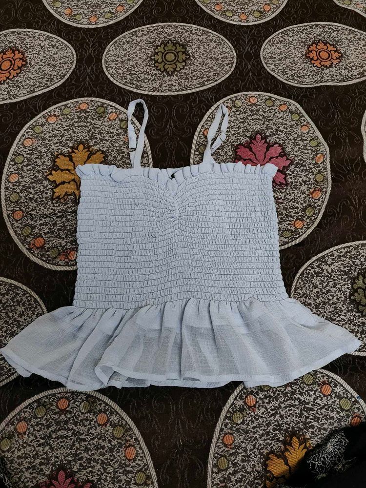 Cute Blue Ruffle Top