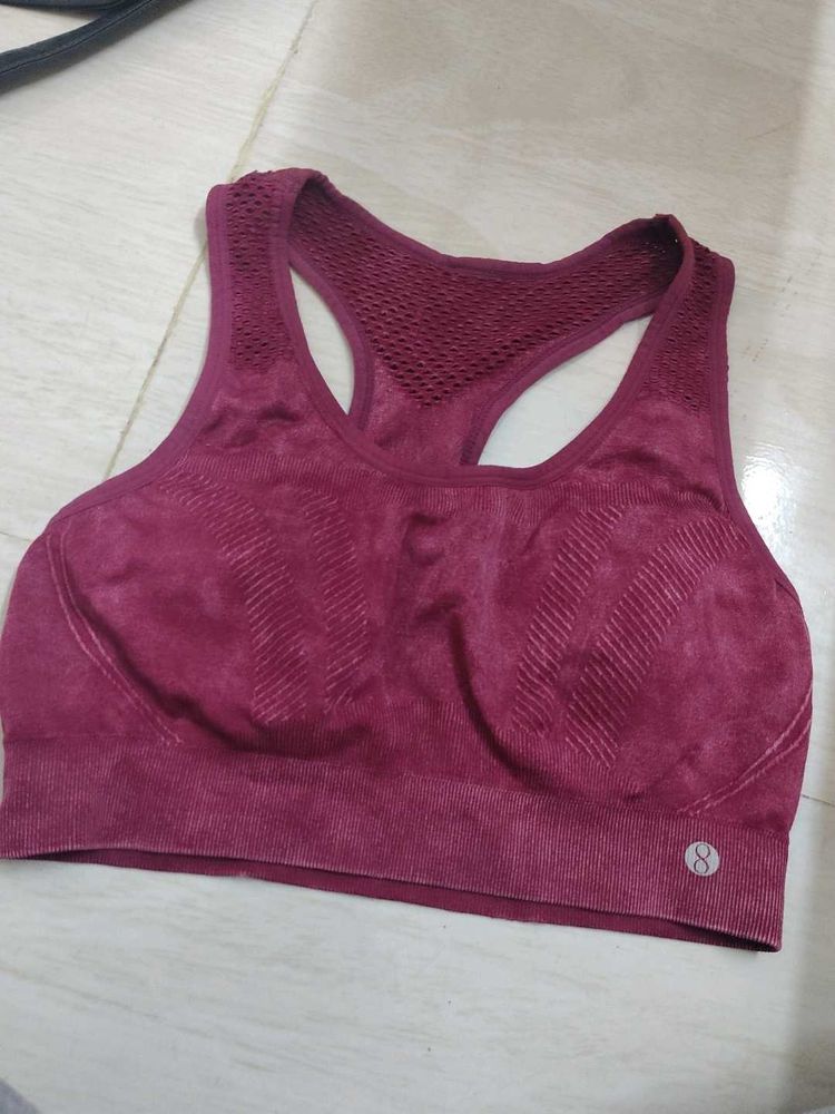Burgundy Layers Sports Bra