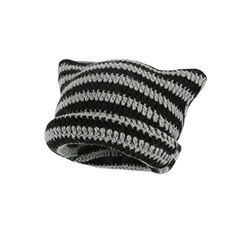 Striped Cat Ear Beanie
