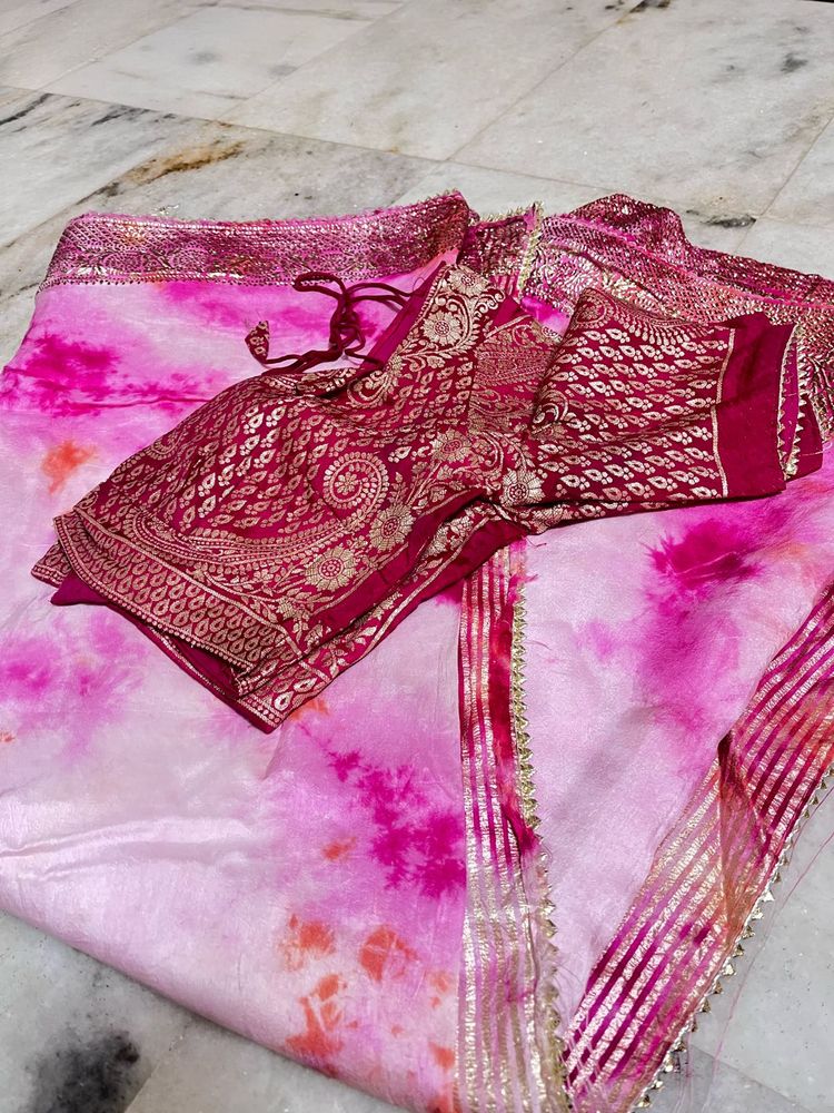 Royal Banarasi Tie-Dye Silk Saree with Heavy Zari