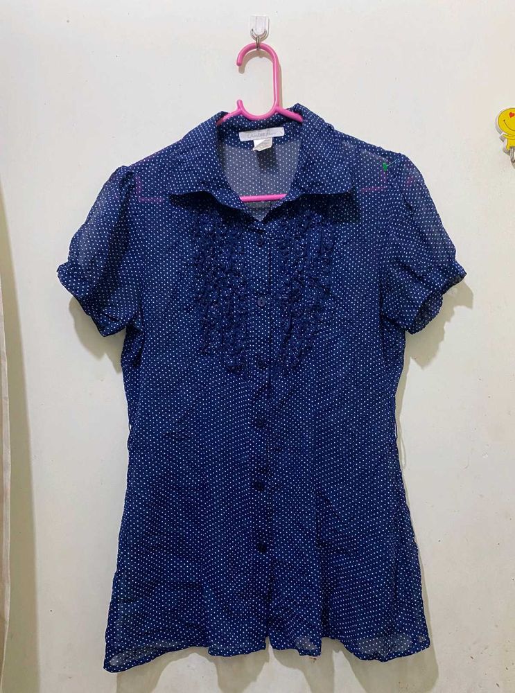 Cute Polka Dot Blouse See through