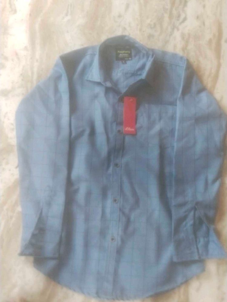 S.Oliver Blue Checkered Shirt - Size L