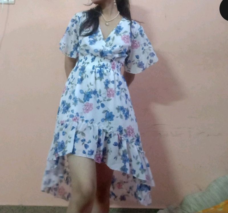 Short Up And Down Floral Dress For Women