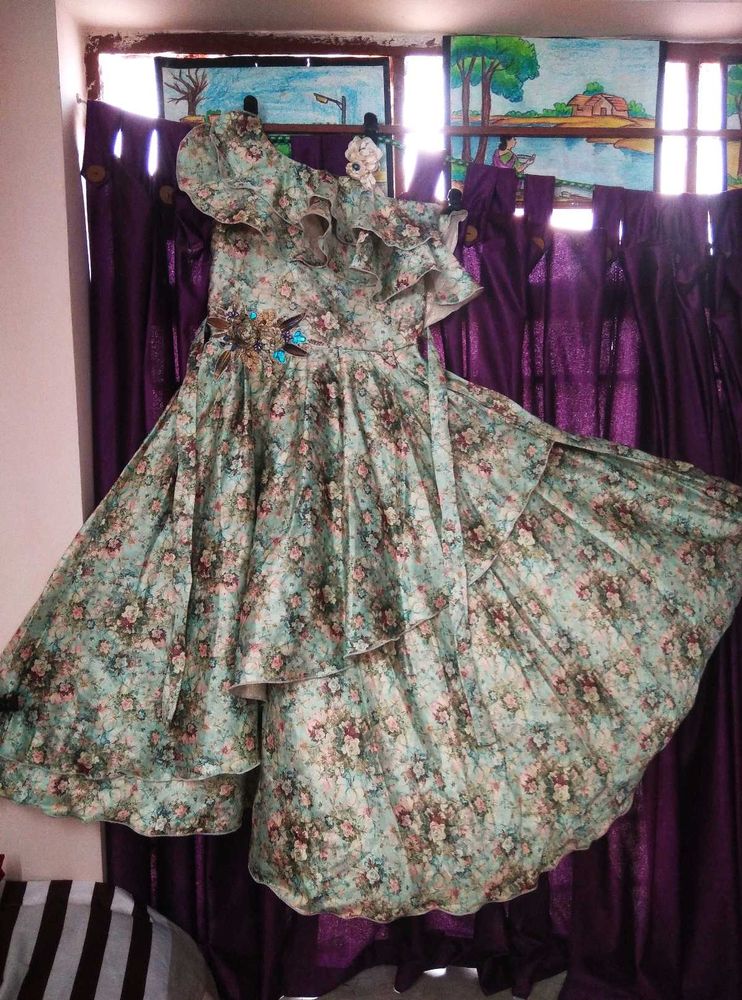 Floral One-Shoulder Ruffle Dress