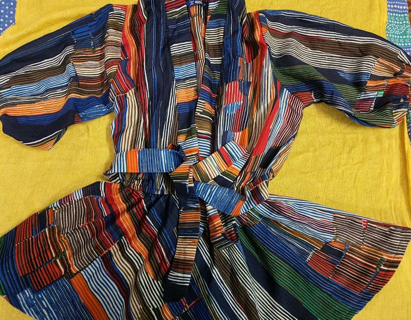Striped Colorful Kimono Dress