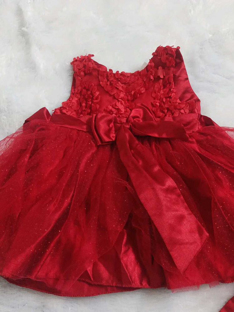 Adorable Red Net  dress