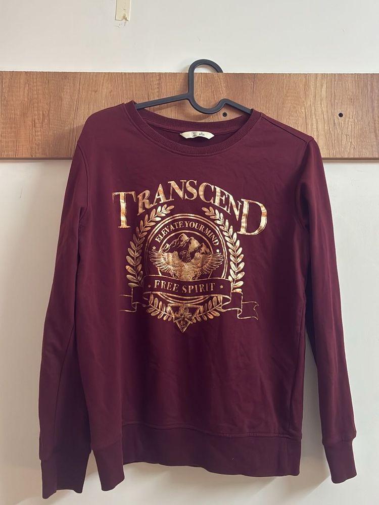 Burgundy Graphic Print Sweatshirt