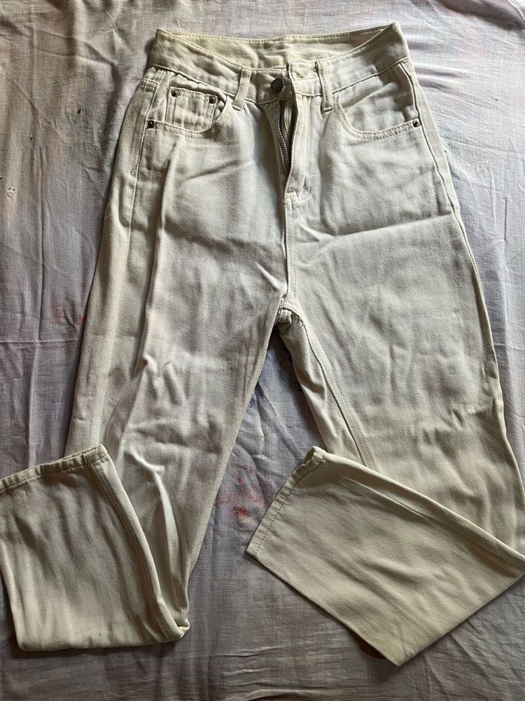 White Denim Straight Leg Jeans