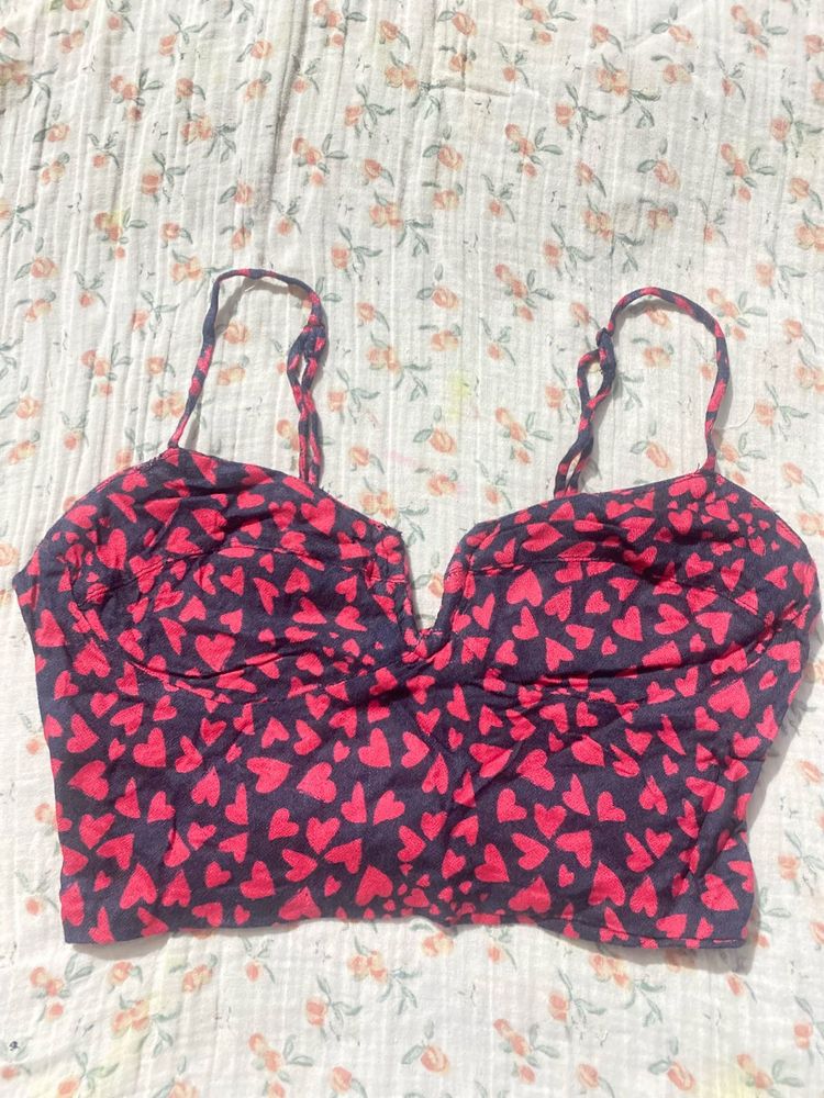 Heart Print Bralette Top