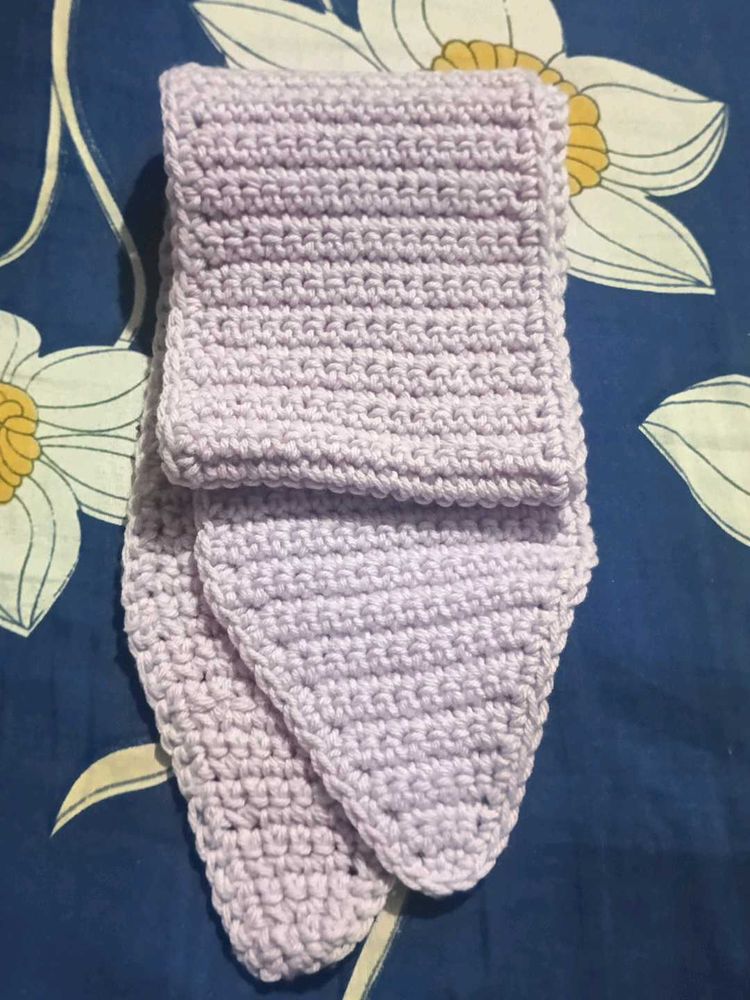 Handmade Knitted Scarf - Lilac