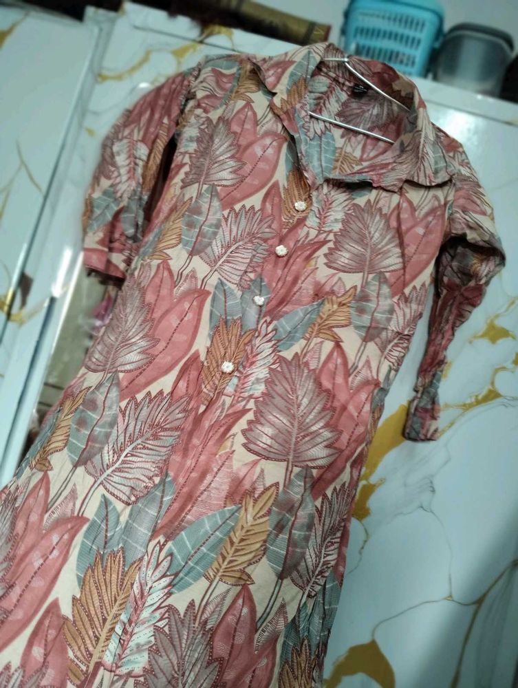 Floral Leaf Print Dress
