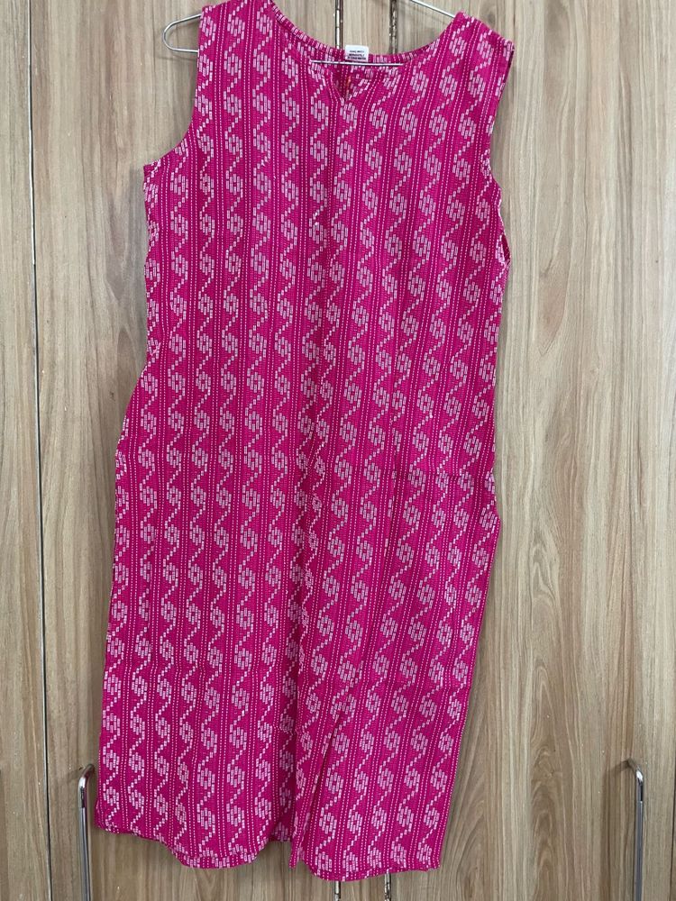 Pink Sleeveless Kurti