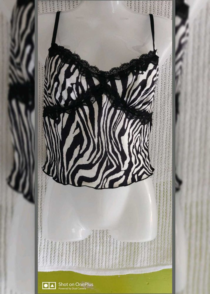 SHEIN Zebra Print Lace Cami
