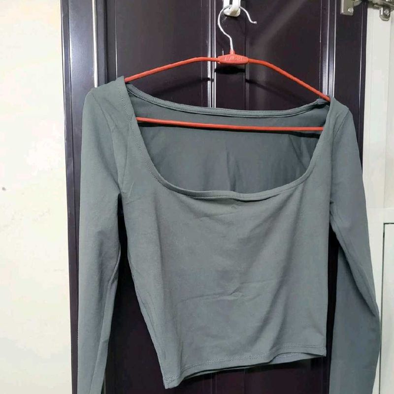 grey Long Sleeve Top