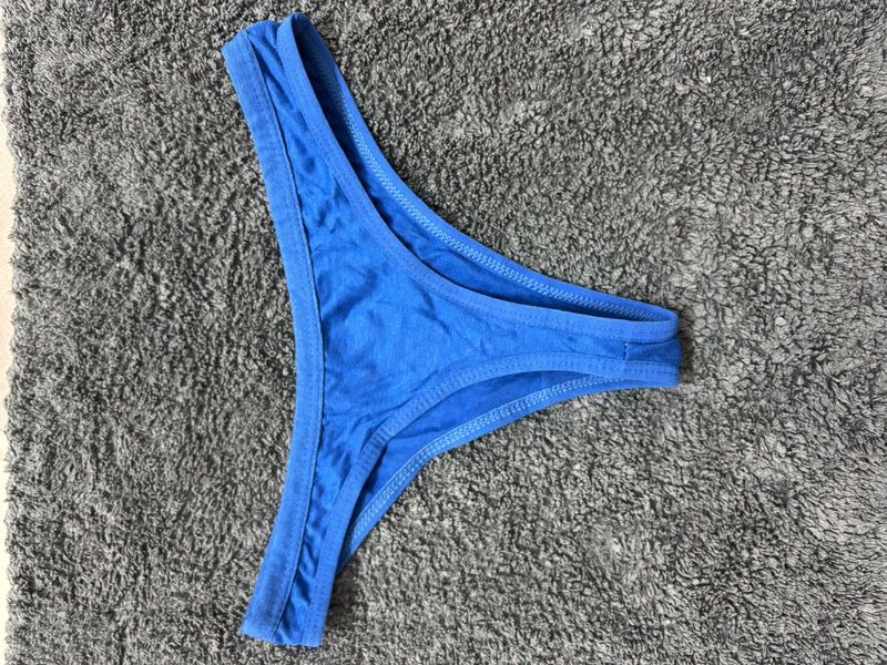 Blue Cotton Thong