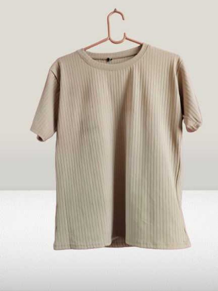 Oversized Ribbed Cotton T-Shirt