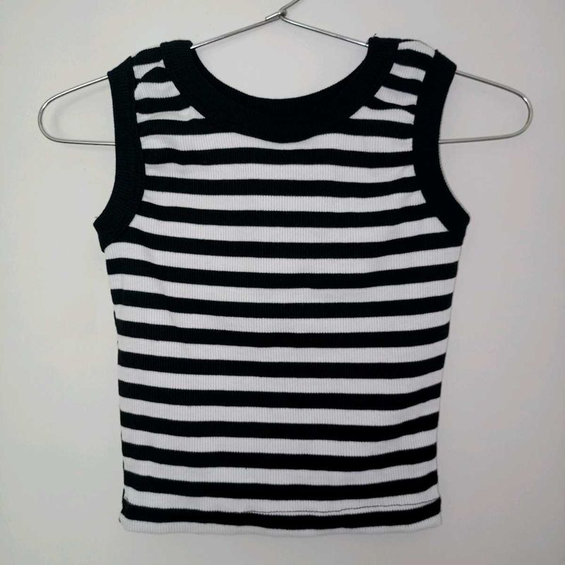 Striped Sleeveless Crop Top