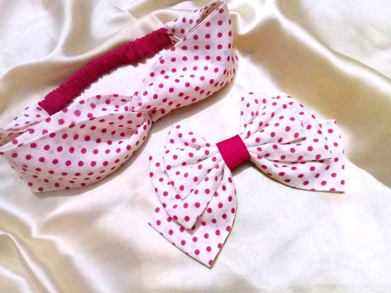 Combo Headband With Bow Clip
