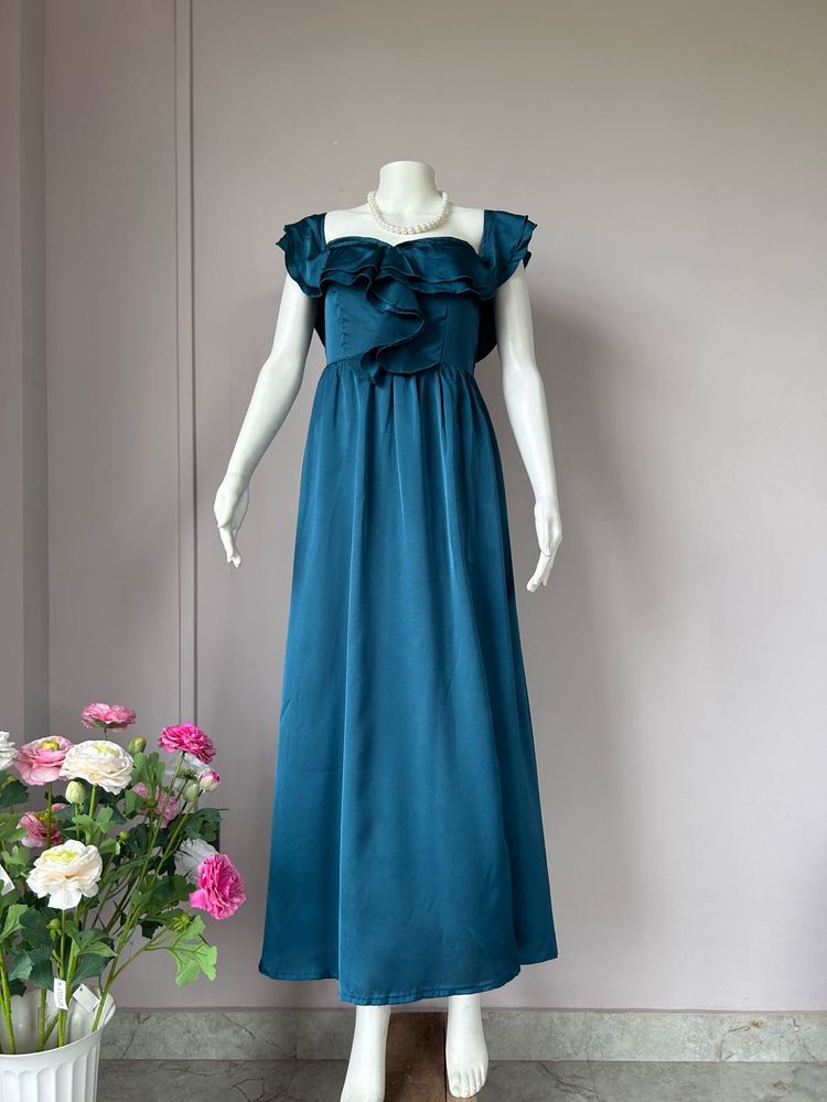 Teal Ruffle Maxi Dress