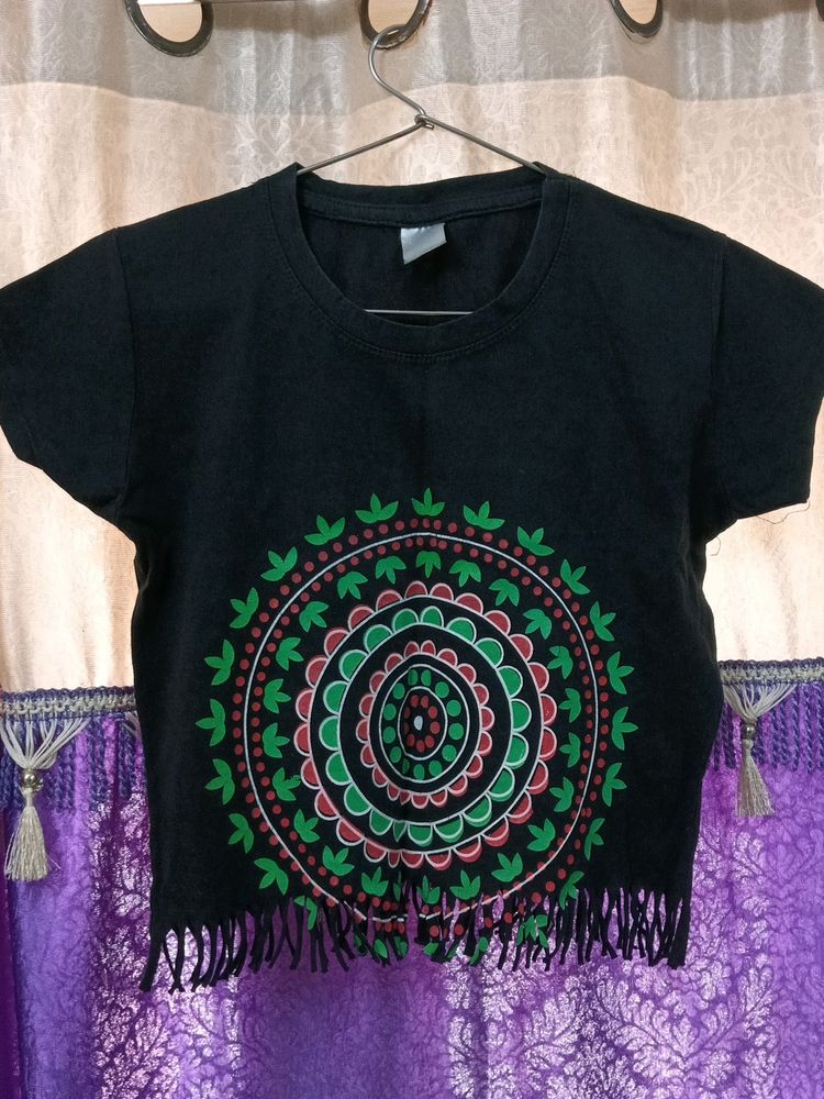 Black Mandala Crop Top