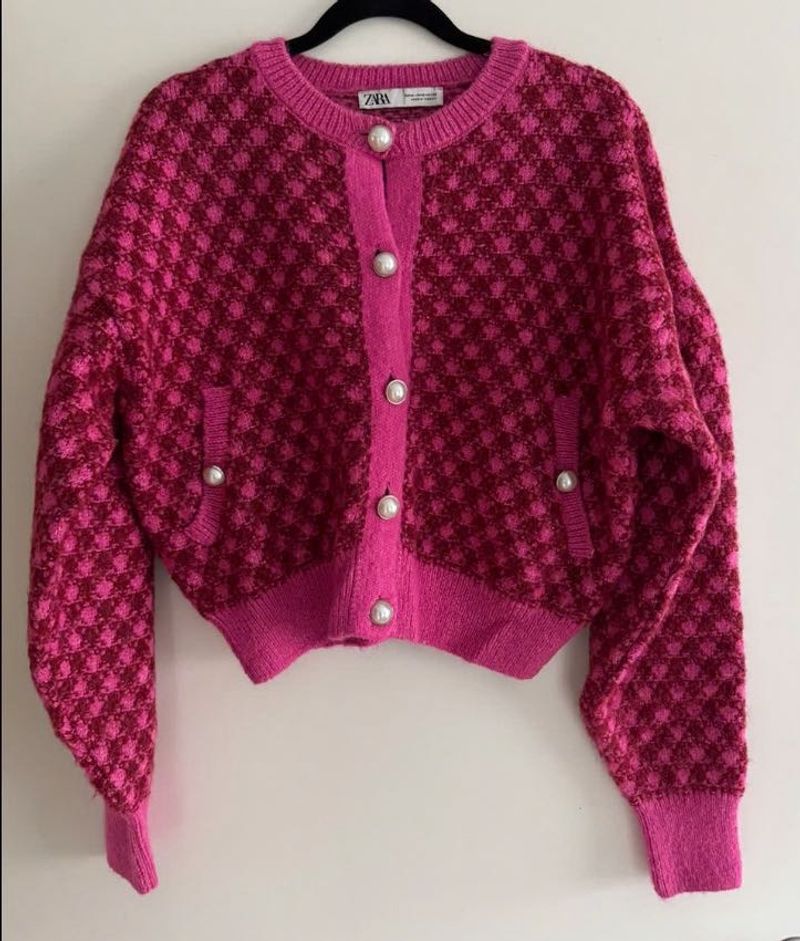 Zara Tweed-Style Knit Cardigan