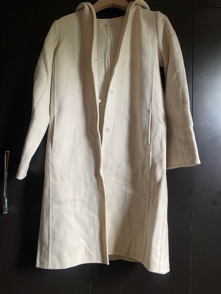 Cream Hooded Longline Coat