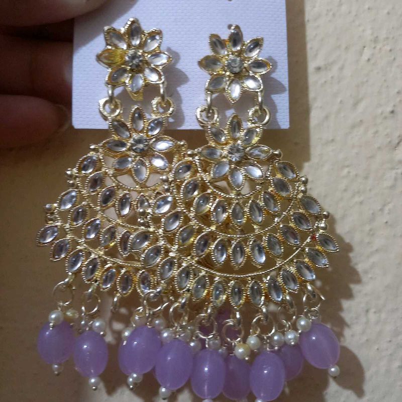 Elegant Lavender &amp; Gold Earrings