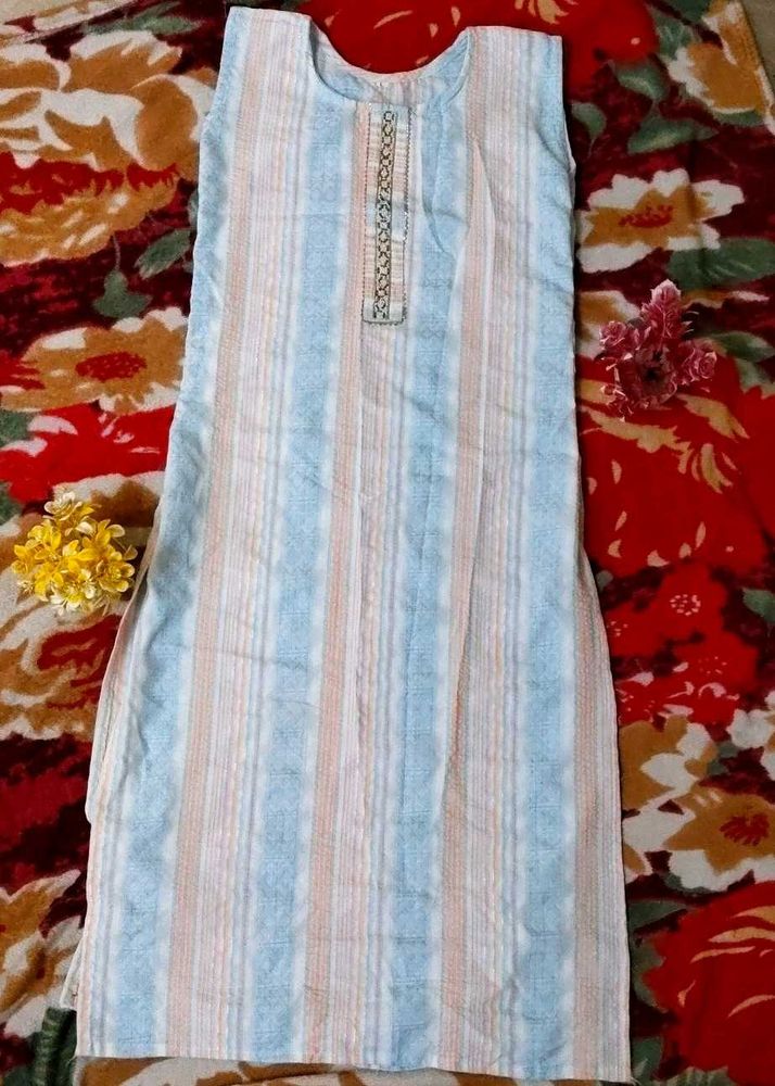 Striped Sleeveless Kurti