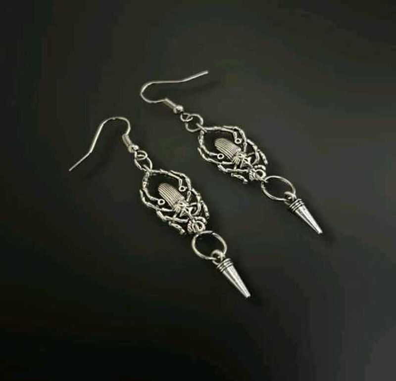 Goth Spider Drop Earrings