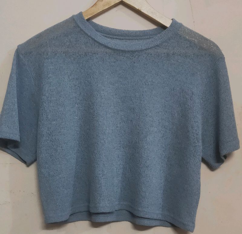 Sheer Blue Crop Top
