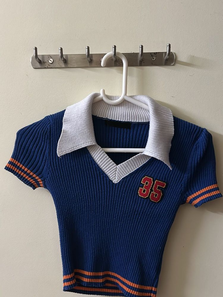 Blue Crop Top