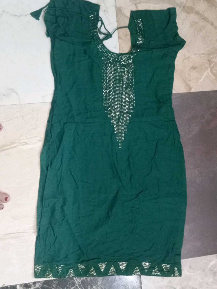 Green Embellished Kurta
