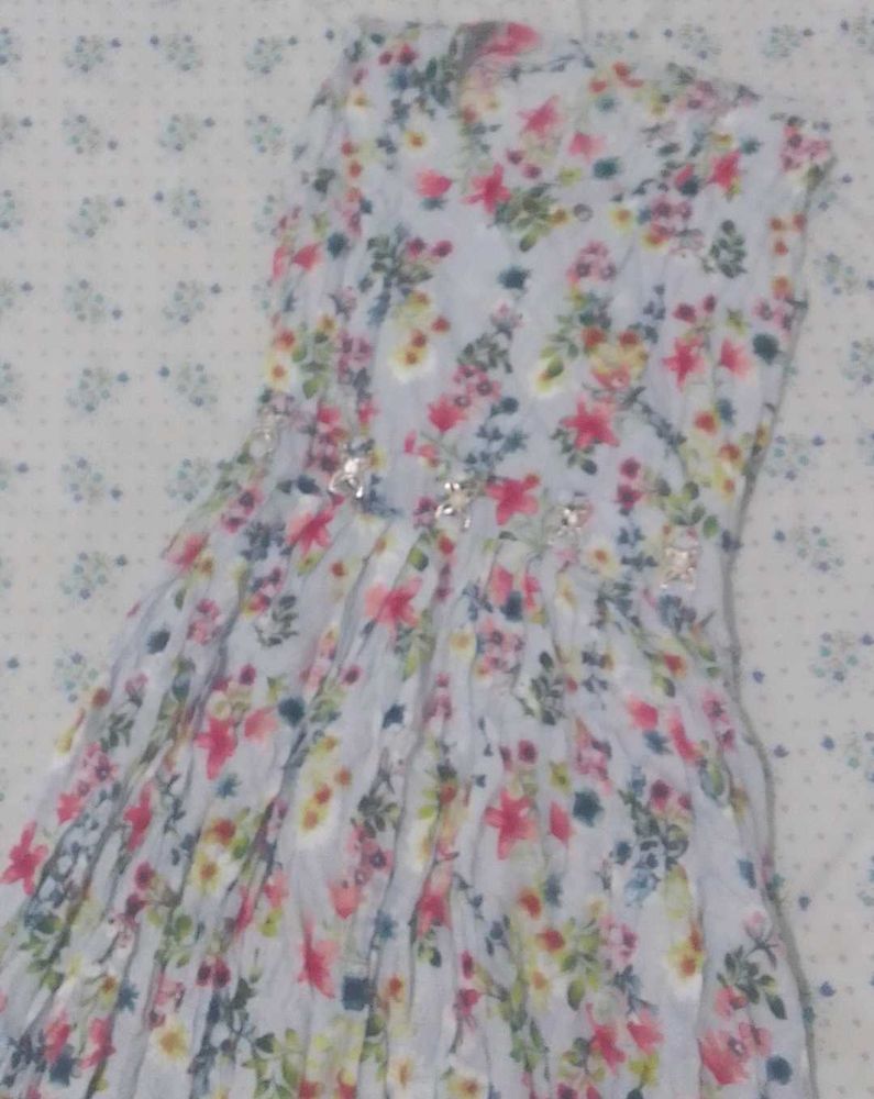 Grey Half Sleeve Midi Frock For Girls