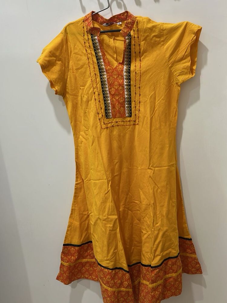 Yellow Ethnic Tunic Dress