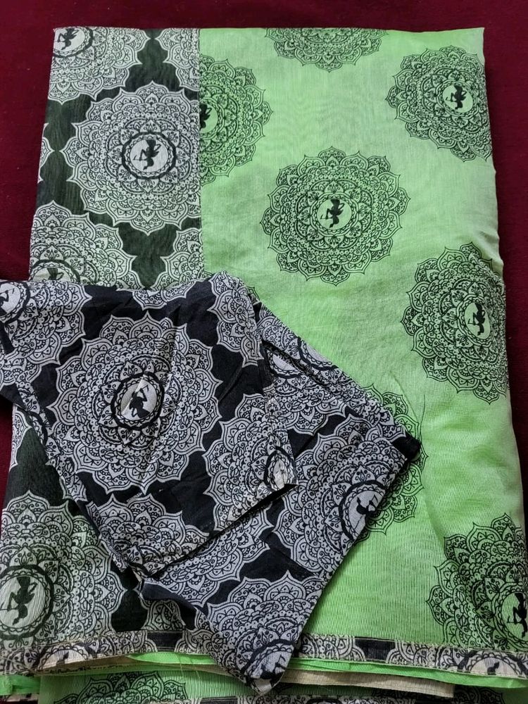 Chanderi Cotton Saree Paired With Blouse