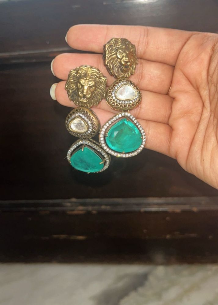 Emerald Lion Earrings