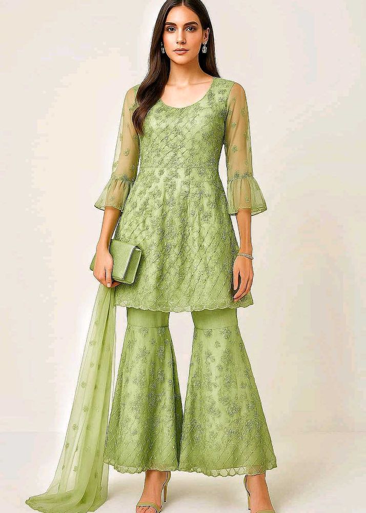 Festive Pelpum Frock Sharara |  Co-ord Set