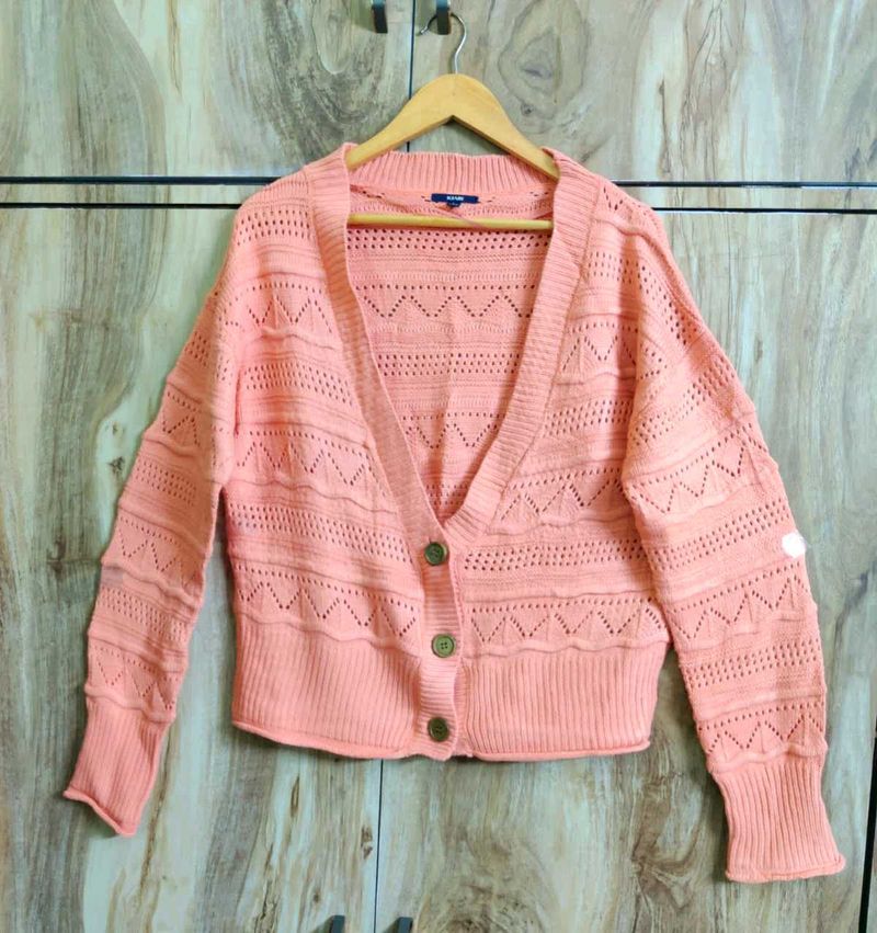 Peach Colour Knit Cardigan size-40