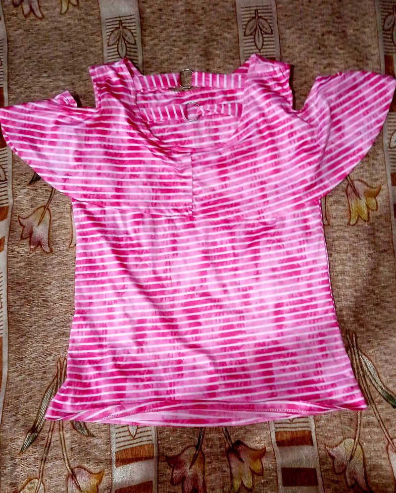 Striped Cold Shoulder Top