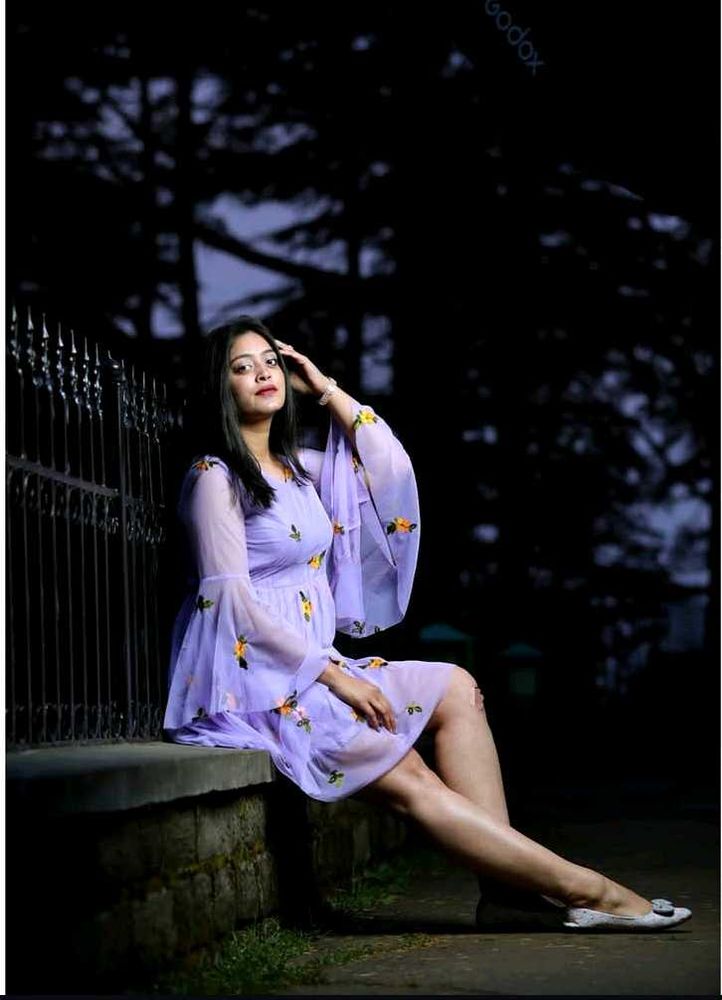 Lavender Dress With Floral Pattern