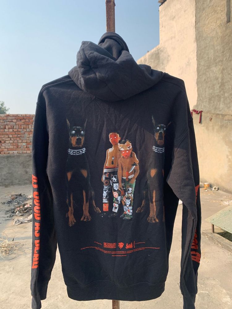 Graphic Print Black Hoodie