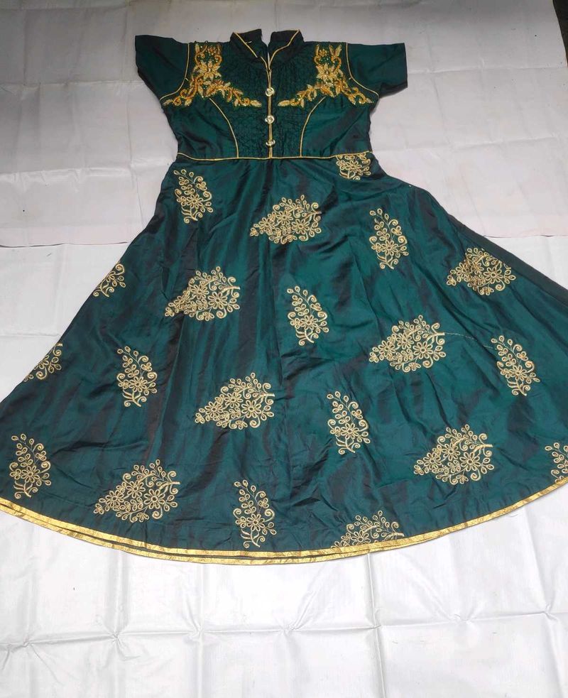 Emerald Green Embroidered Dress