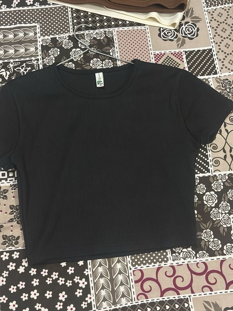 Black Ribbed T-Shirt