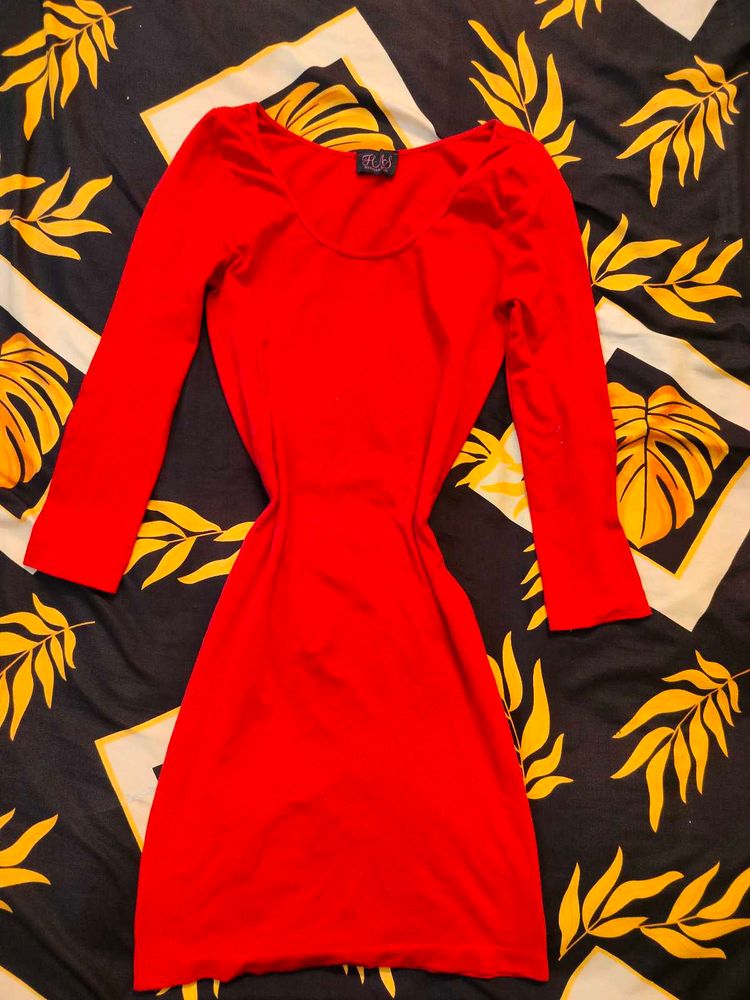Red Long Sleeve Mini Dress