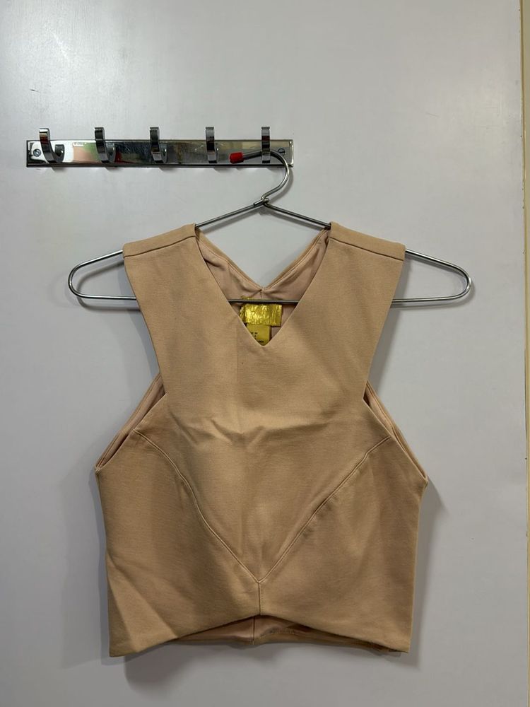 Tan Sleeveless Crop Top