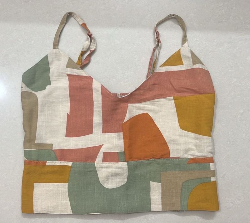 Abstract Print Crop Top