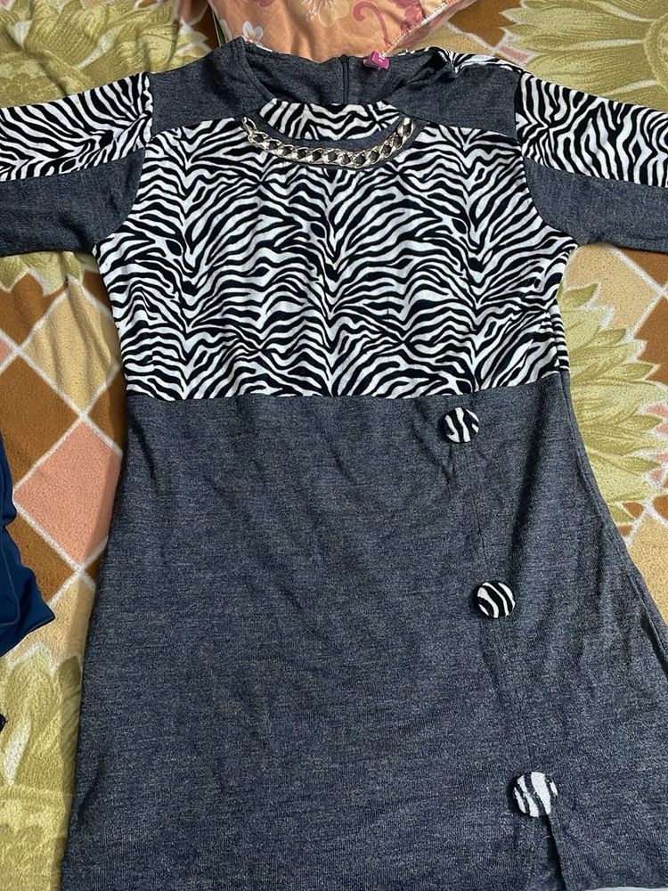 Zebra Print Casual T-Shirt Dress