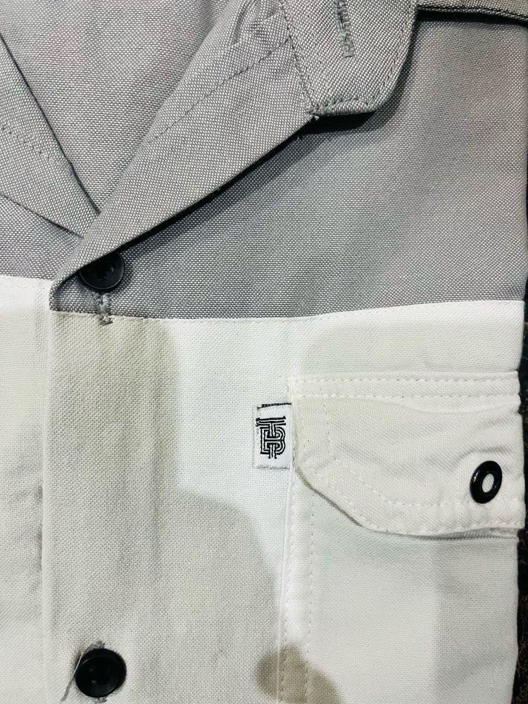 Two-Tone Button-Up Shirt