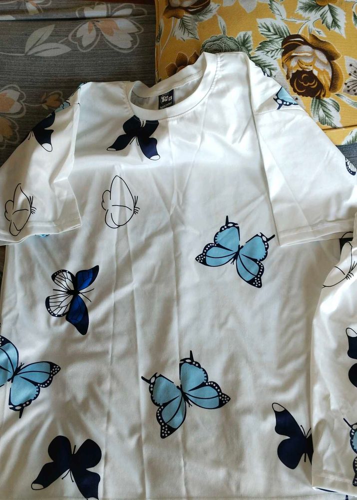 Butterfly Print Oversized T-Shirt And Shorts
